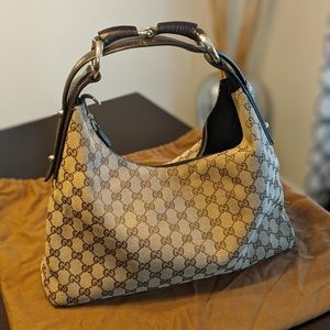💯 Authentic Gucci Horsebit GG Monogram Hobo Bag